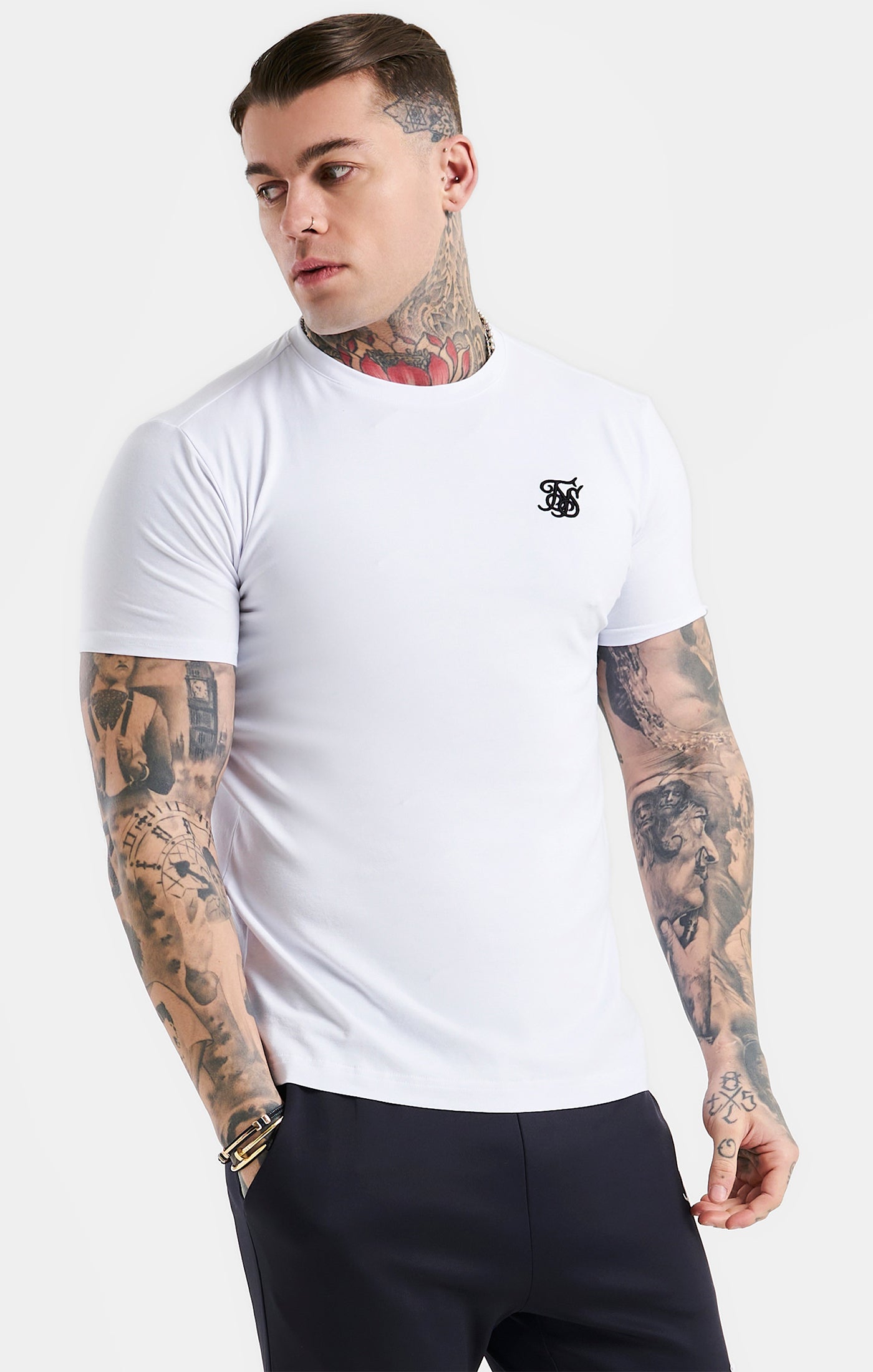Load image into Gallery viewer, White Essential Short Sleeve Muscle Fit T-Shirt