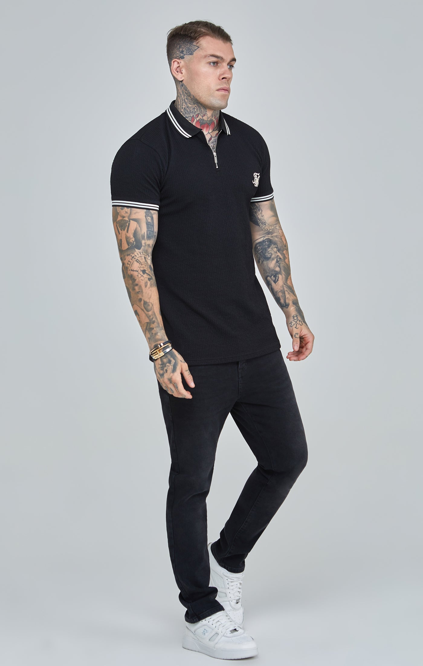 Load image into Gallery viewer, Black Textured Polo Shirt (3)