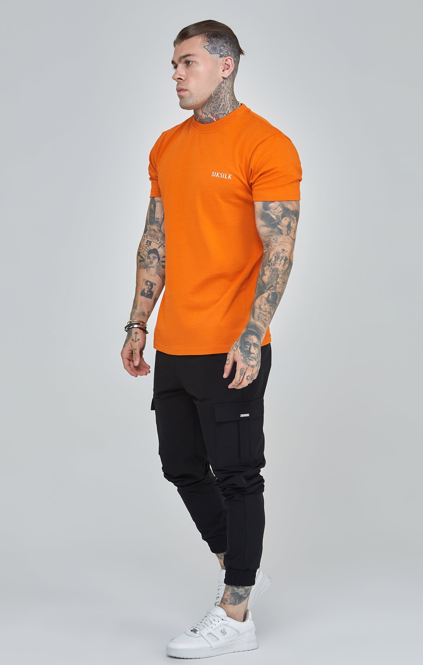 Load image into Gallery viewer, Orange Printed Logo Relaxed Fit T-Shirt (3)