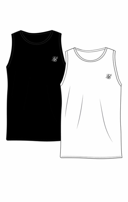 Black & White Muscle Fit Essential Vest Twin Pack