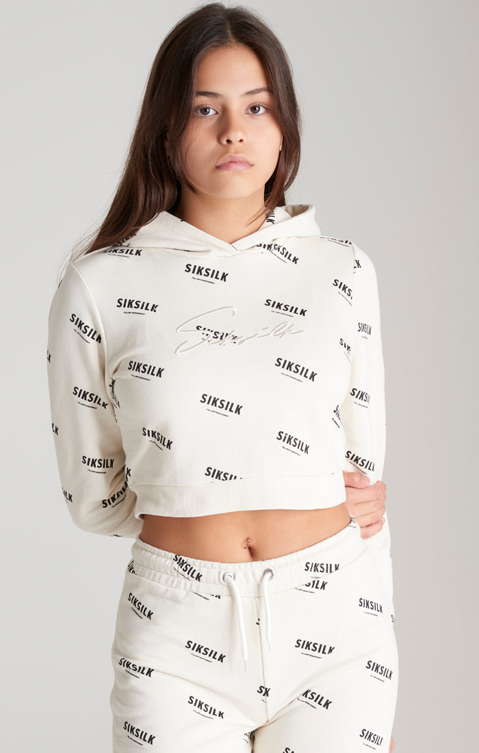 Load image into Gallery viewer, Girls Ecru Signature Cropped Sweatshirt