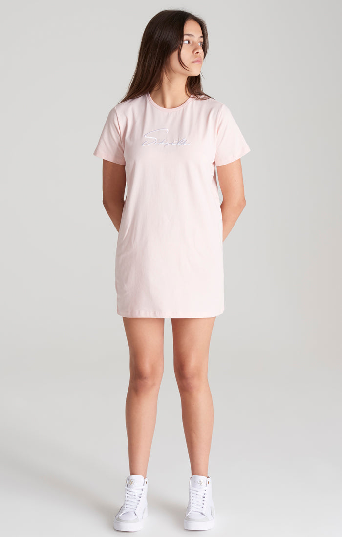 Load image into Gallery viewer, Girls Pink Signature T-Shirt Dress (1)