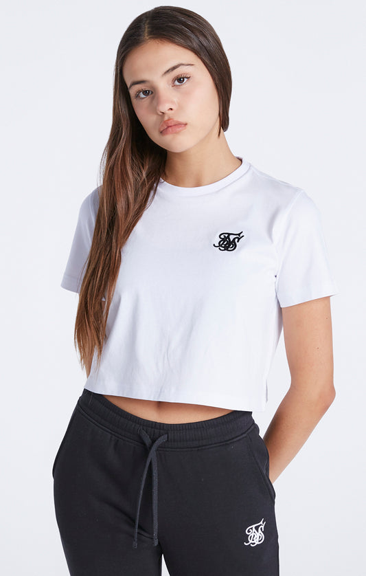 Girls White Essentials Cropped T-Shirt