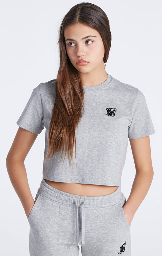 Girls Grey Marl Essentials Cropped T-Shirt