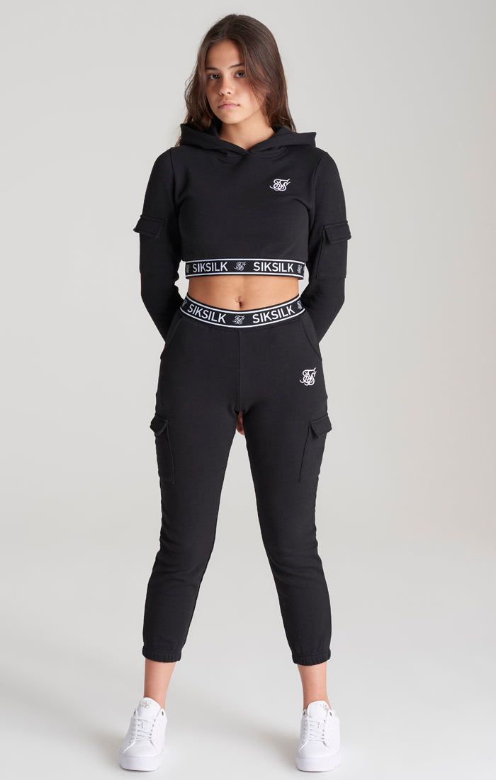 Load image into Gallery viewer, Girls Black Cargo Track Pant