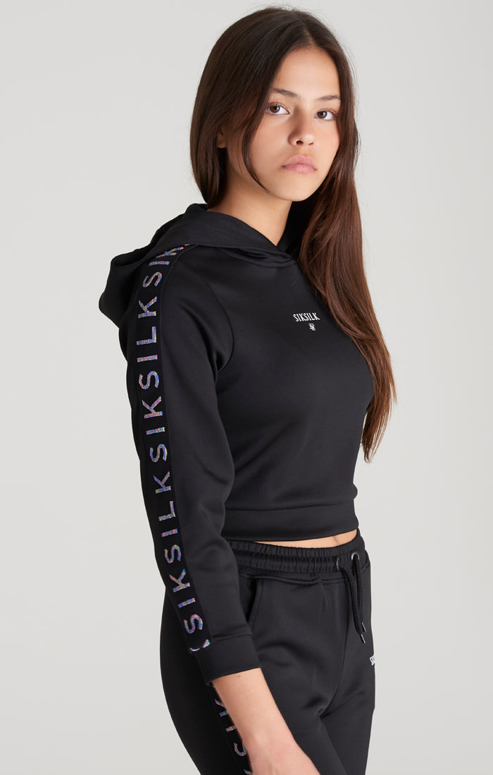 Load image into Gallery viewer, Girls Black Taped Track Top (1)