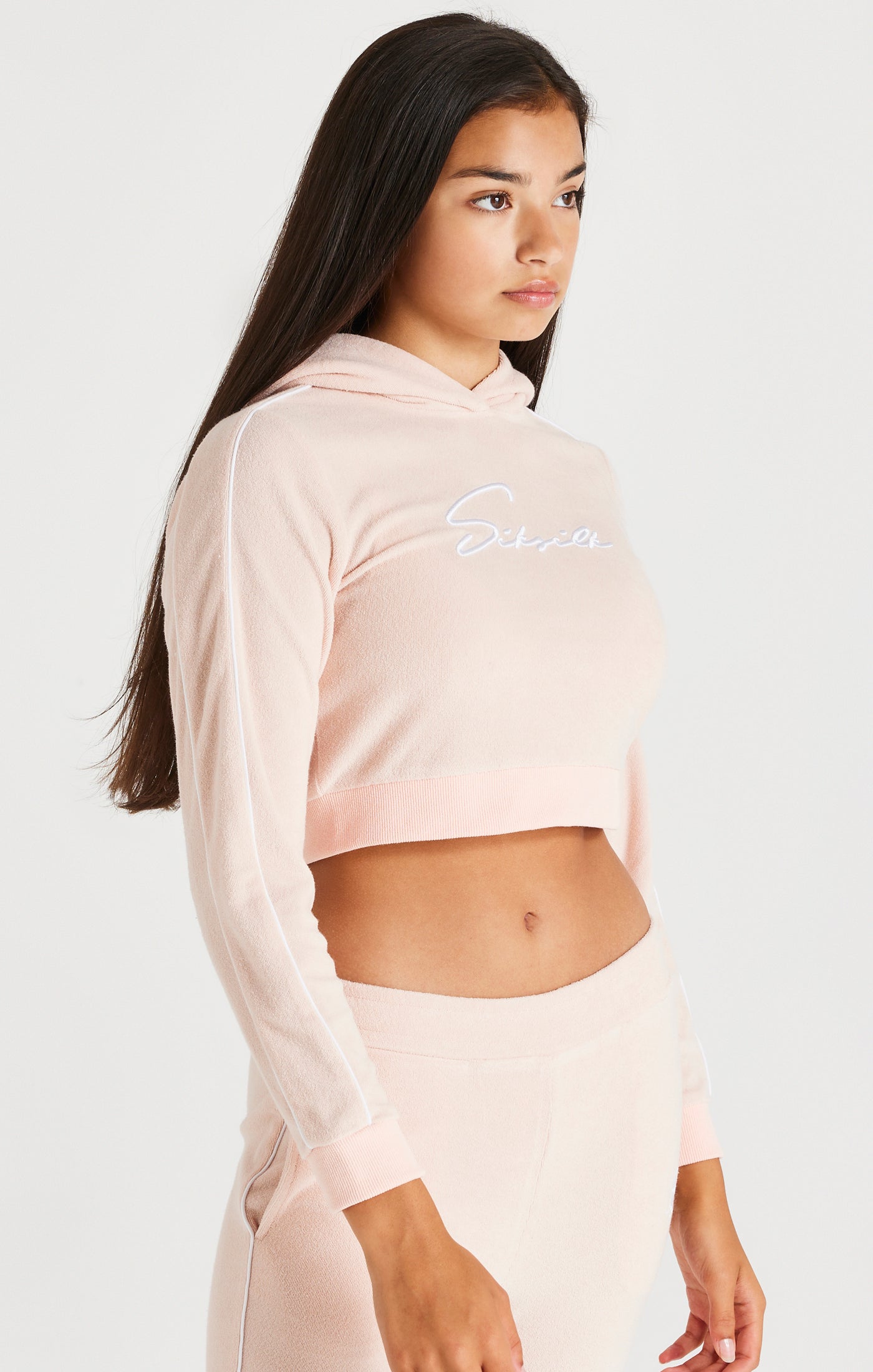 Load image into Gallery viewer, SikSilk Signature Towelling Cropped Hood - Pink (5)