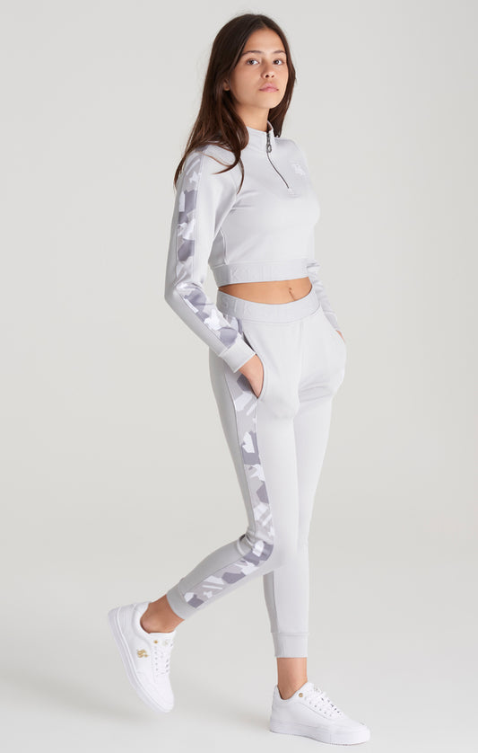 Girls Grey Camo Panelled Track Top