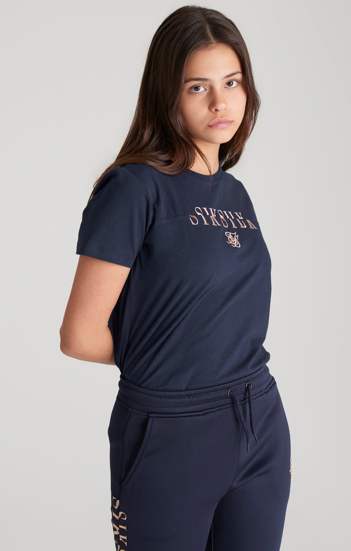 Load image into Gallery viewer, Girls Navy Logo Boyfriend T-Shirt