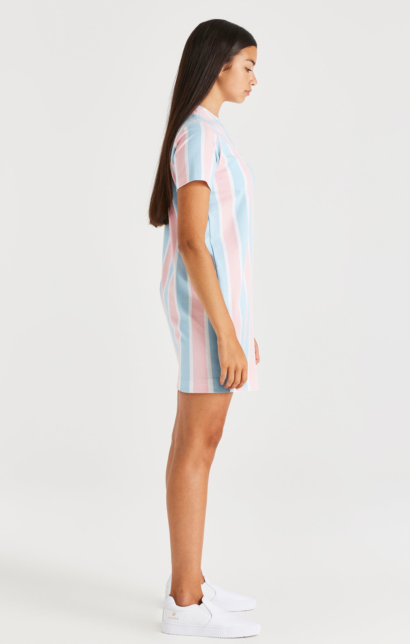 Load image into Gallery viewer, SikSilk Signature Stripe T-Shirt Dress - Blue &amp; Pink (5)