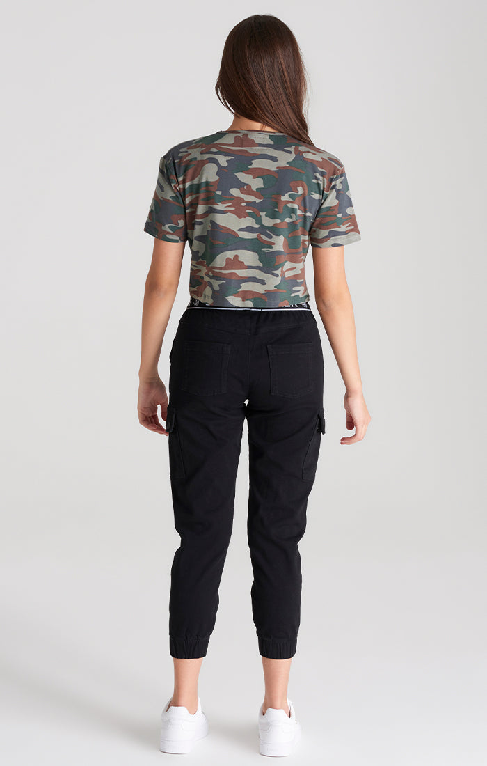 Load image into Gallery viewer, Girls Khaki Camo Cropped T-Shirt (5)
