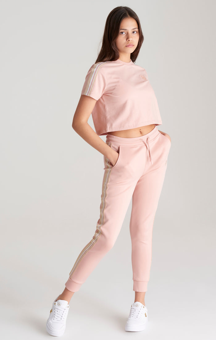 Load image into Gallery viewer, Girls Pink Taped Cropped T-Shirt (3)