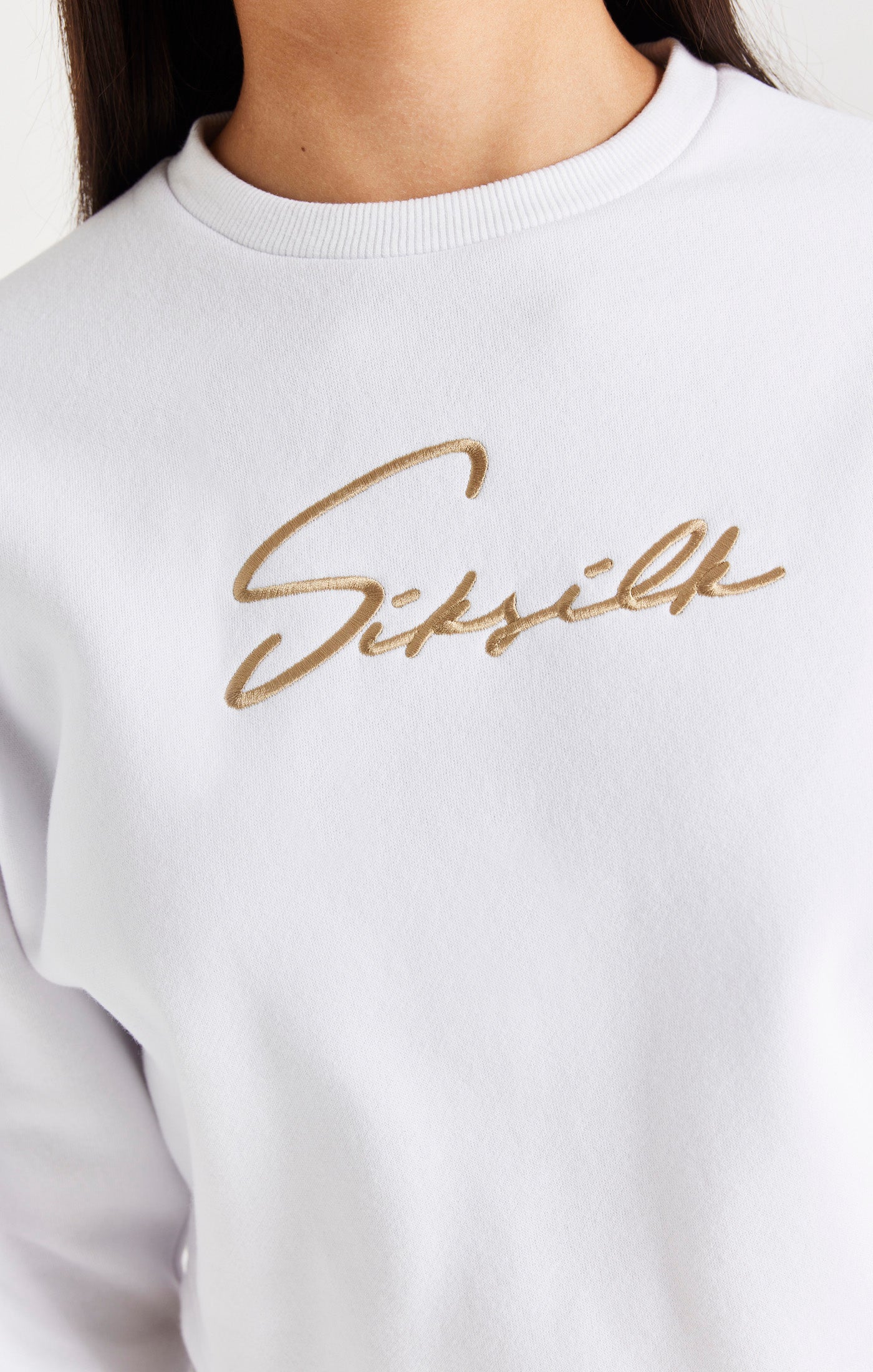 Load image into Gallery viewer, Girls White Signature Cropped Sweatshirt (1)