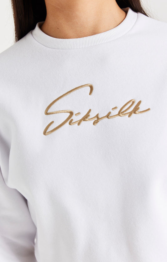 Girls White Signature Cropped Sweatshirt