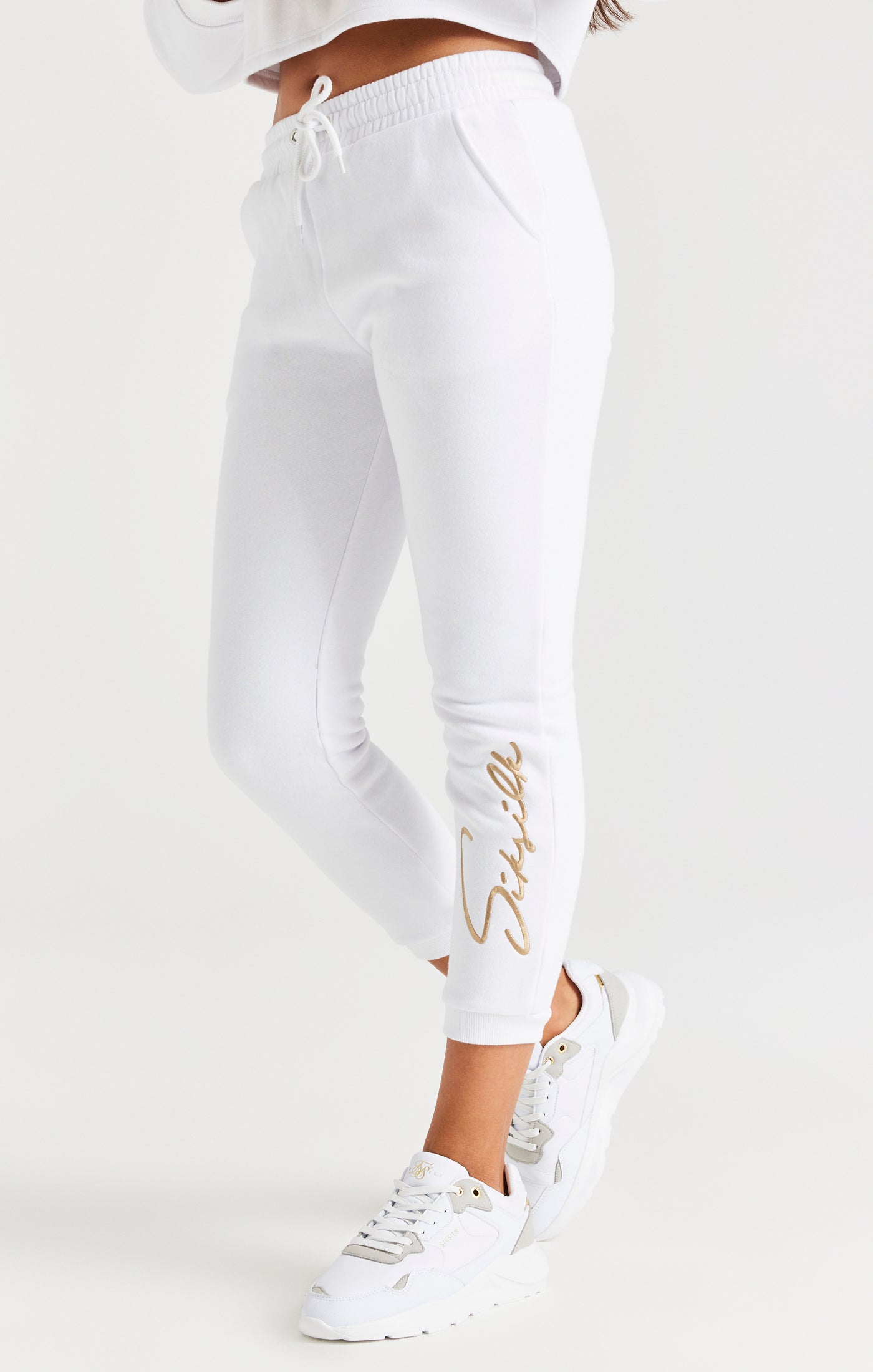 Load image into Gallery viewer, Girls White Signature Jogger