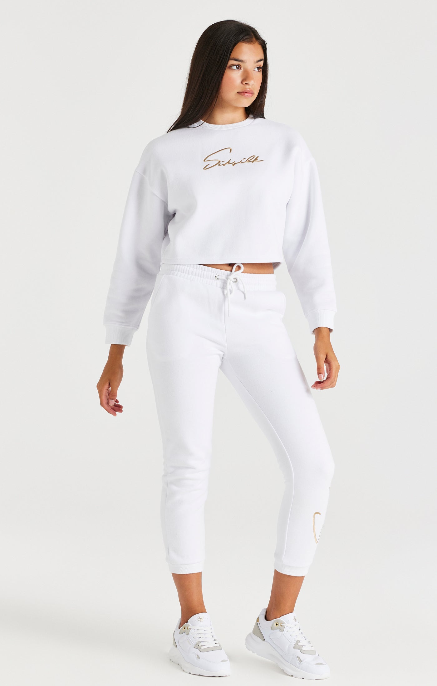 Load image into Gallery viewer, Girls White Signature Jogger (2)