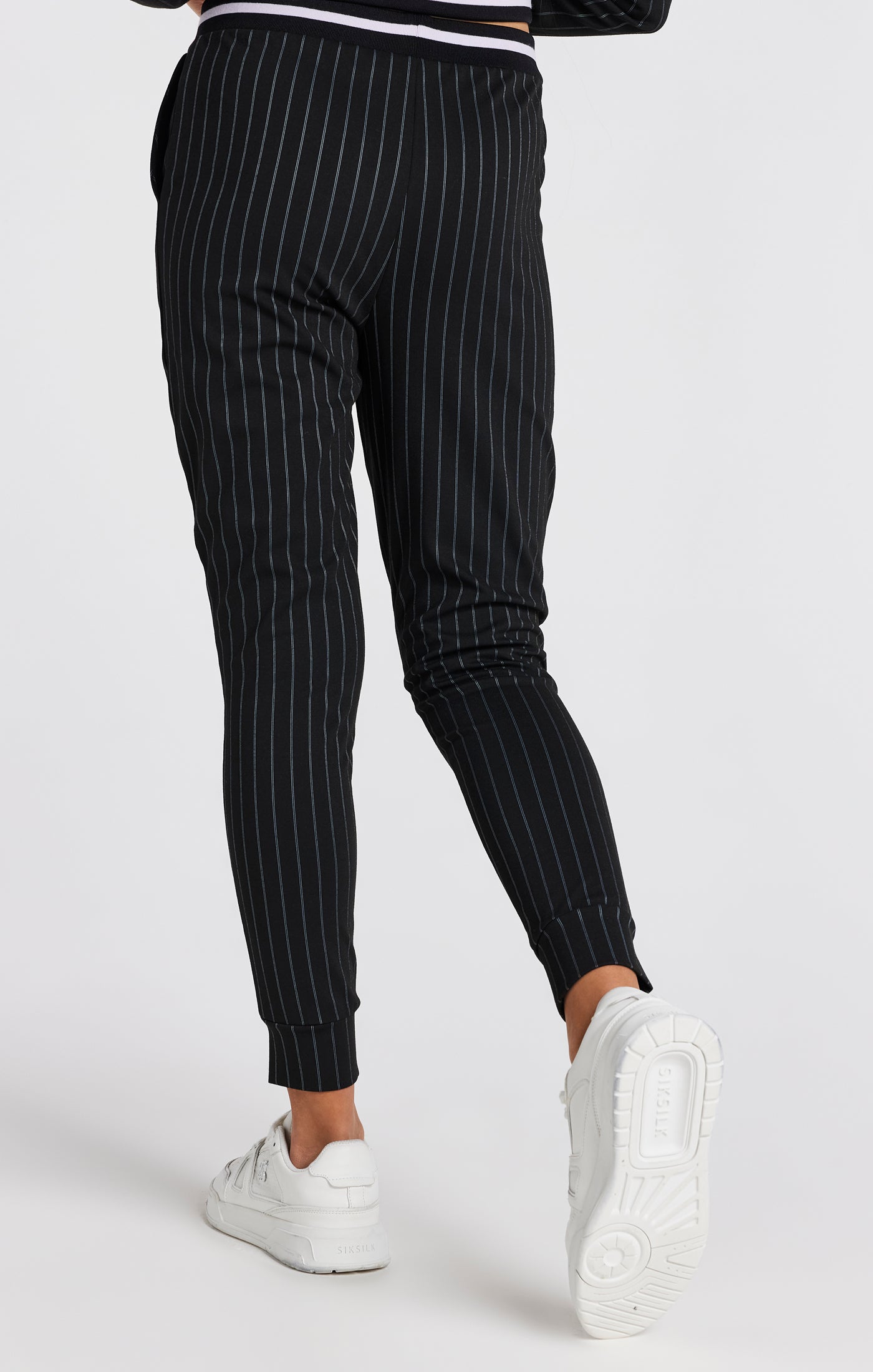 Load image into Gallery viewer, Girls Black Pinstripe Track Pant (3)