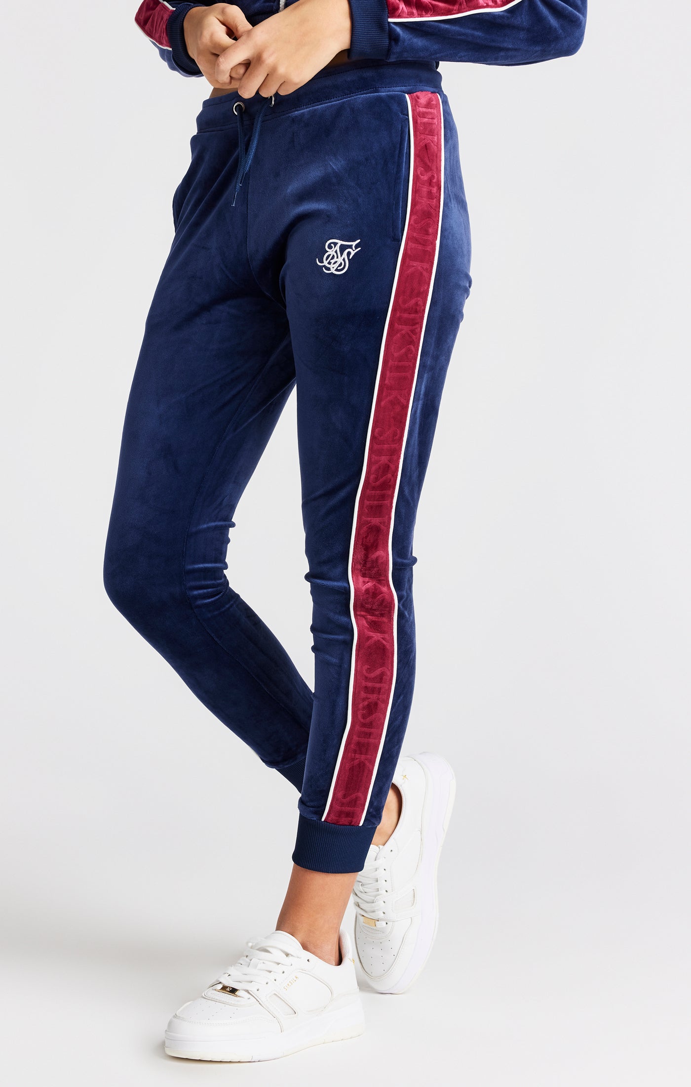 Load image into Gallery viewer, Girls Navy Velour Track Pant