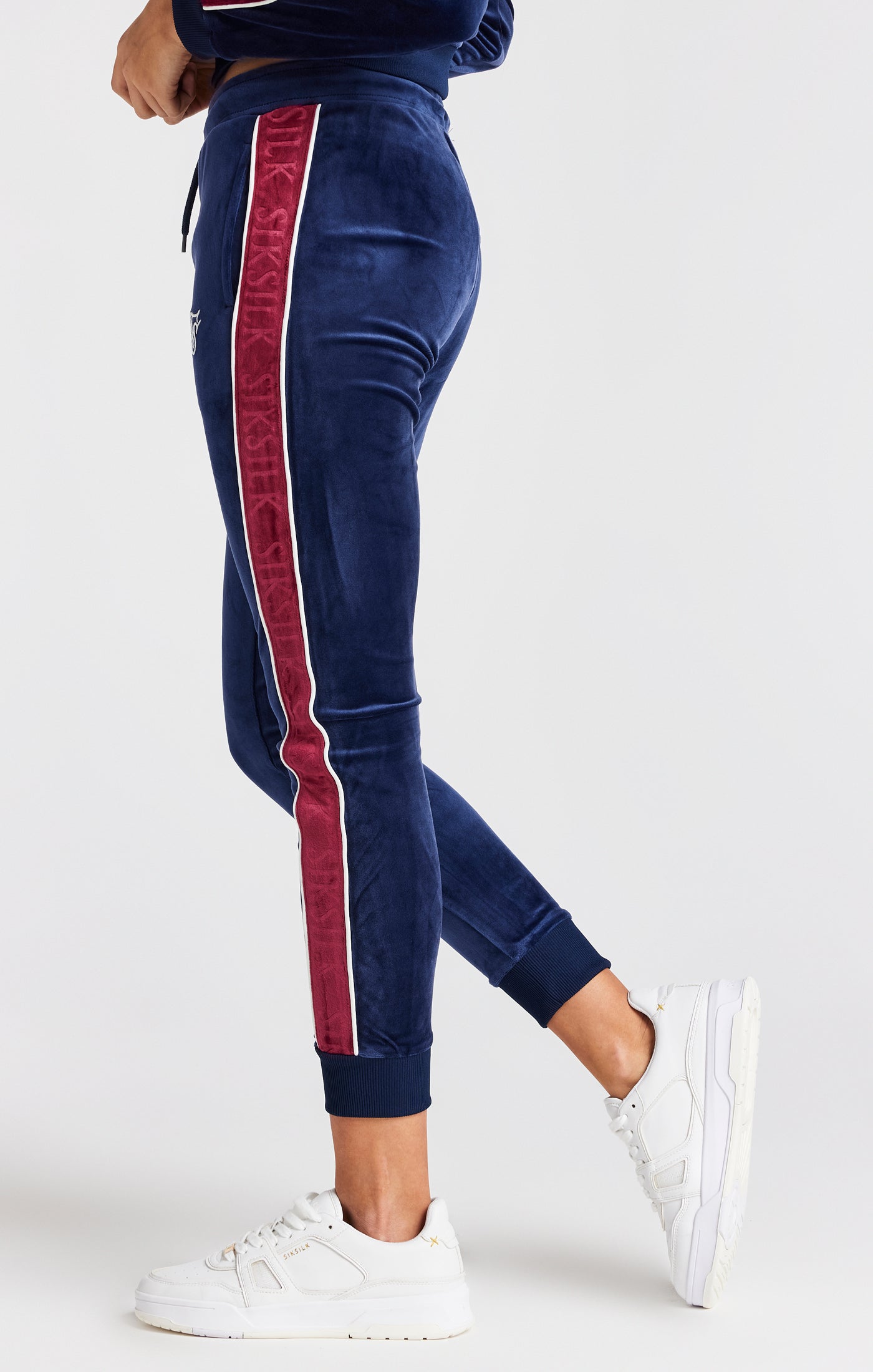 Load image into Gallery viewer, Girls Navy Velour Track Pant (1)