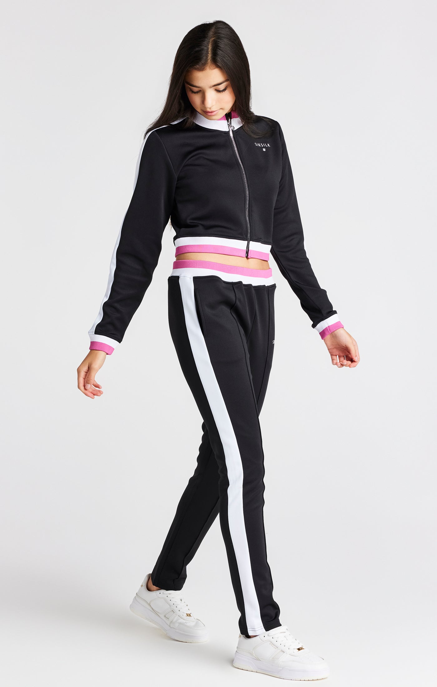 Load image into Gallery viewer, Girls Black Retro Track Pant (2)