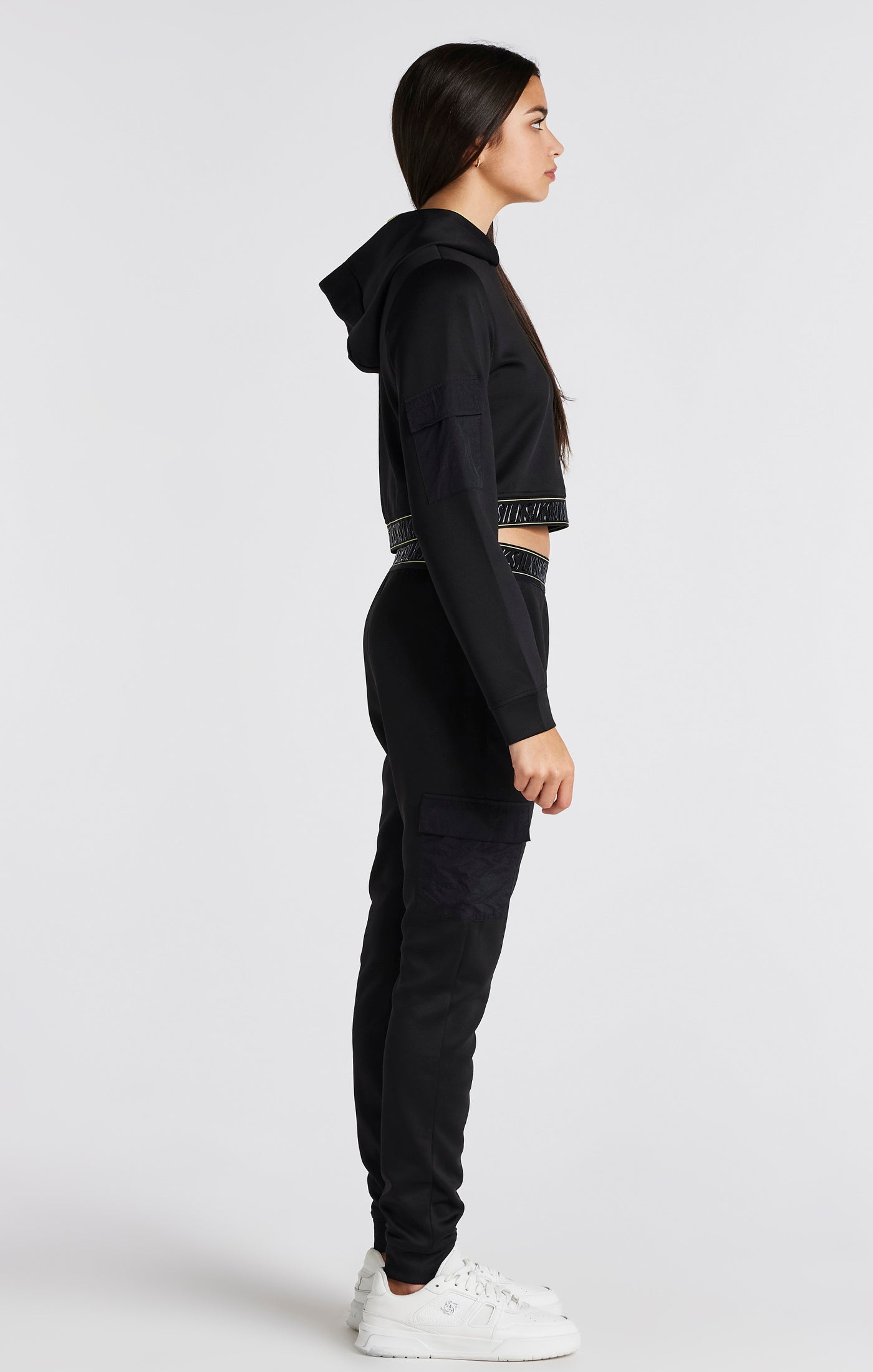 Load image into Gallery viewer, Girls Black Cargo Track Top (3)