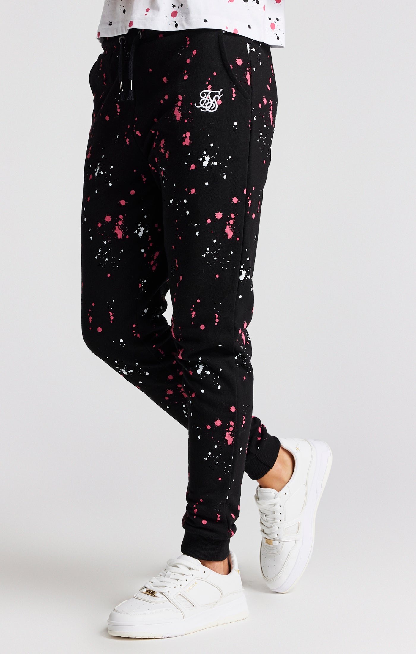Load image into Gallery viewer, Girls Black Paint Splatter Jogger