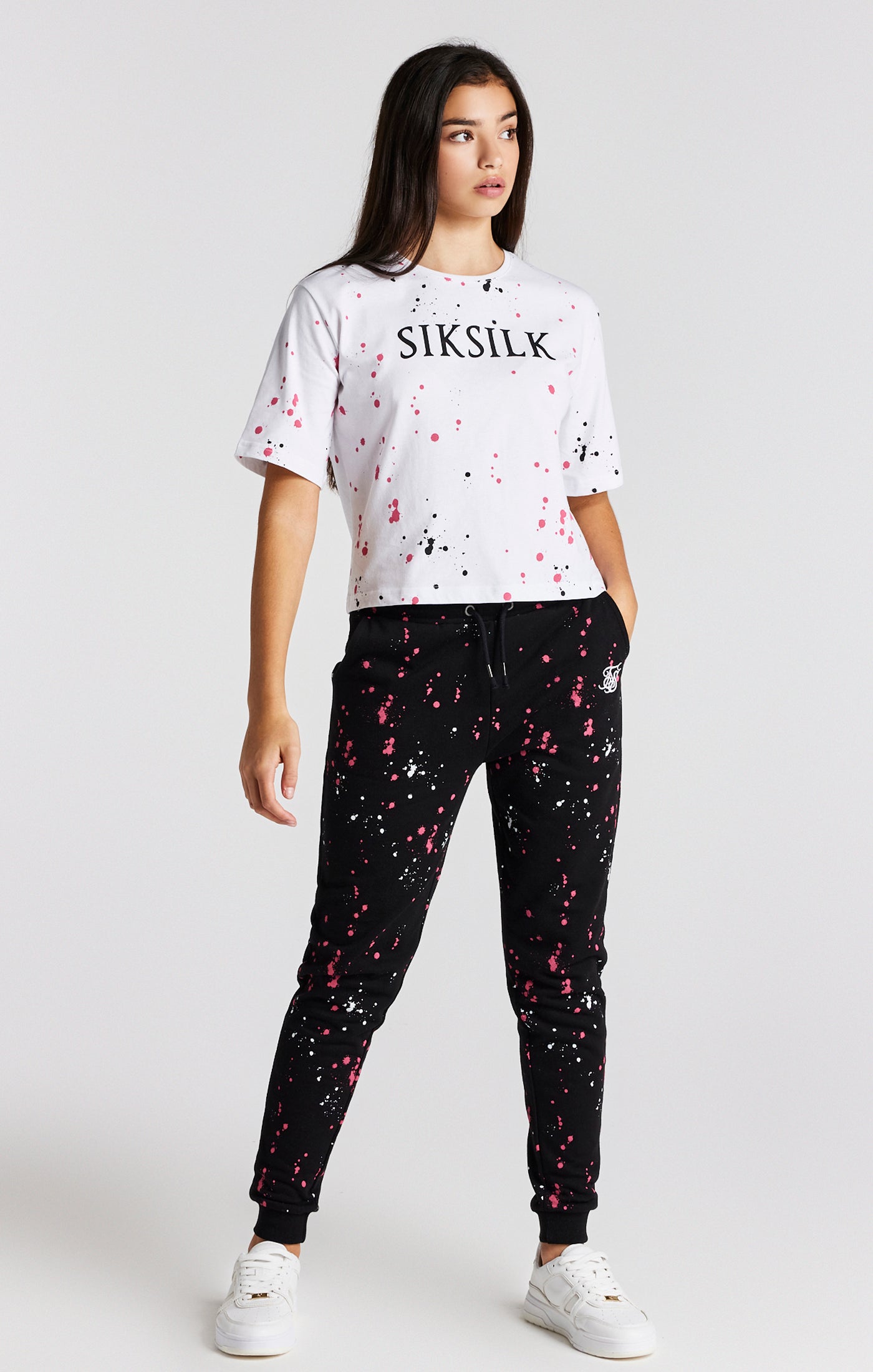 Load image into Gallery viewer, Girls Black Paint Splatter Jogger (2)