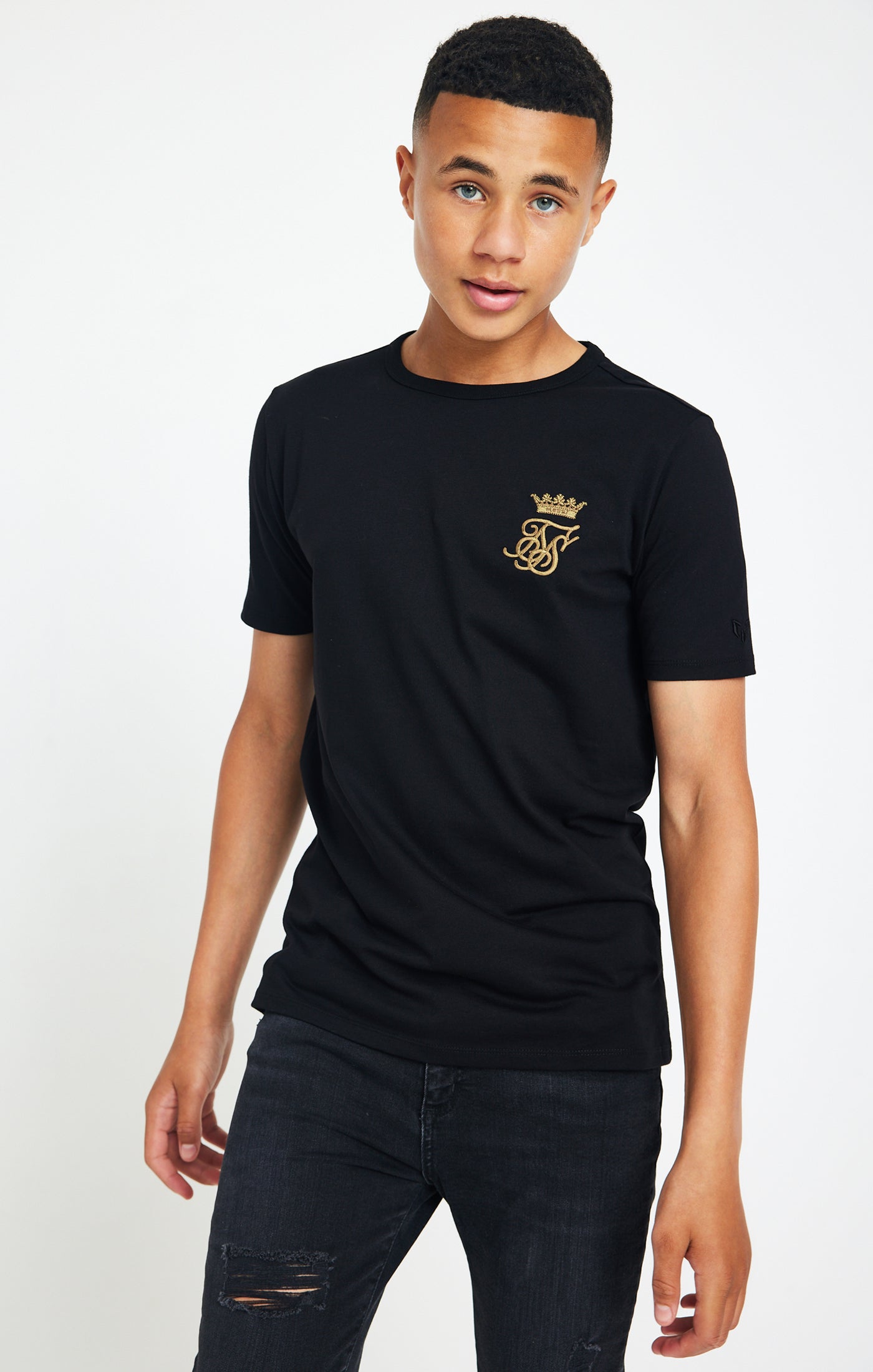 Load image into Gallery viewer, Boys Messi x SikSilk Black Logo T-Shirt