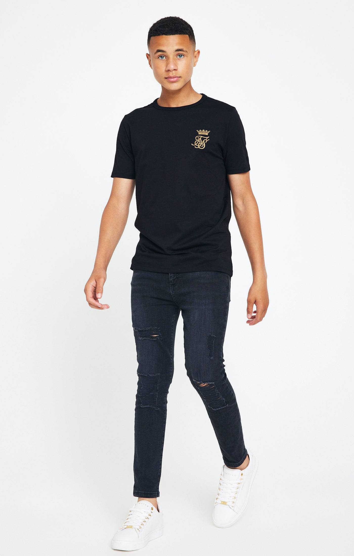Load image into Gallery viewer, Boys Messi x SikSilk Black Logo T-Shirt (3)