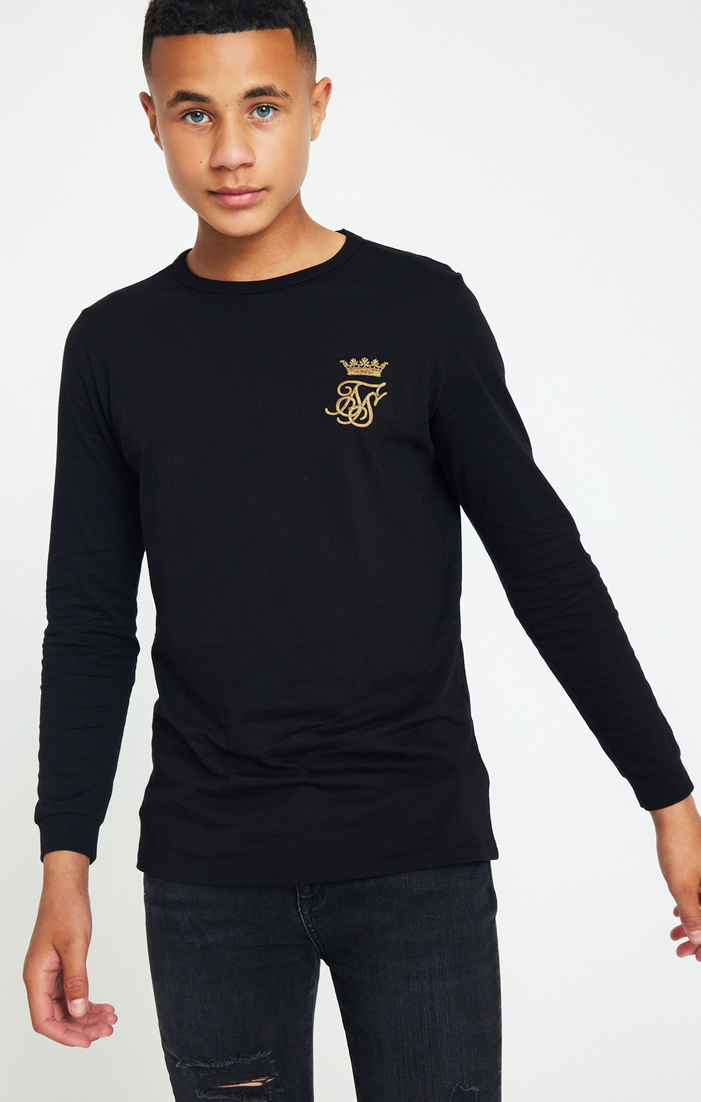 Load image into Gallery viewer, Boys Messi x SikSilk Black Long Sleeve Logo T-Shirt