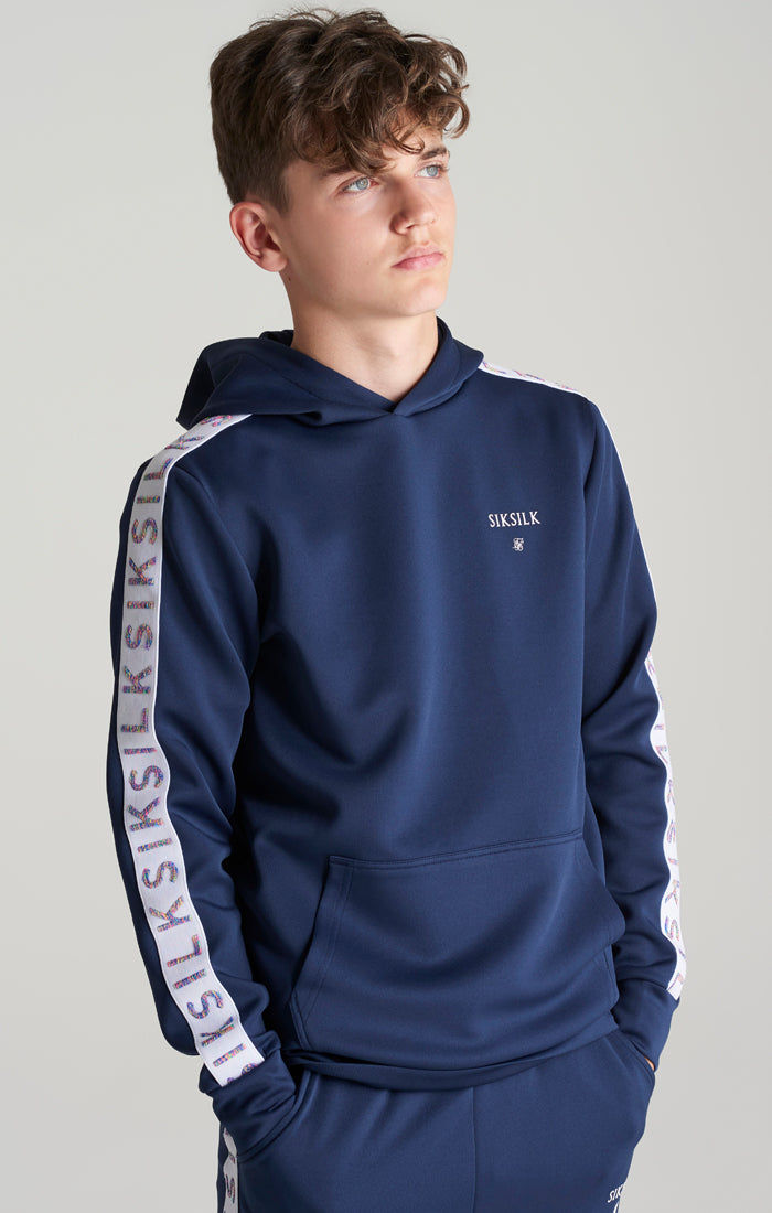 Load image into Gallery viewer, Boys Navy Taped Overhead Hoodie (2)