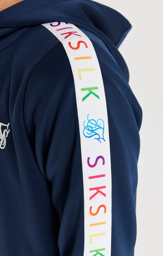 SikSilk Rainbow Zip Through Hoodie - Navy