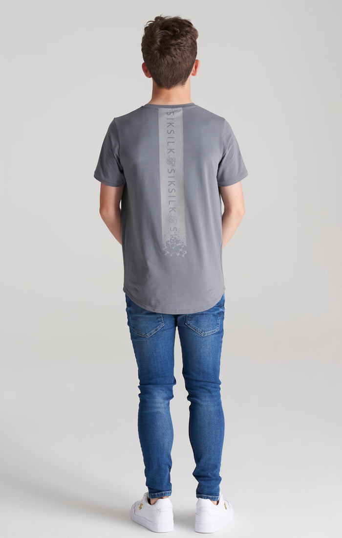 Load image into Gallery viewer, Boys Grey Back Print Scoop Hem T-Shirt (6)