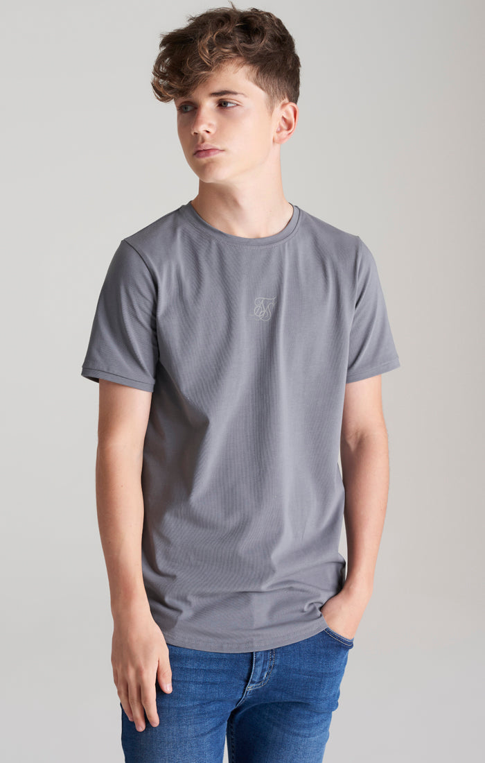 Load image into Gallery viewer, Boys Grey Back Print Scoop Hem T-Shirt (1)
