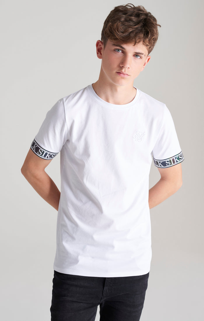 Load image into Gallery viewer, Boys White Iridescent Taped T-Shirt