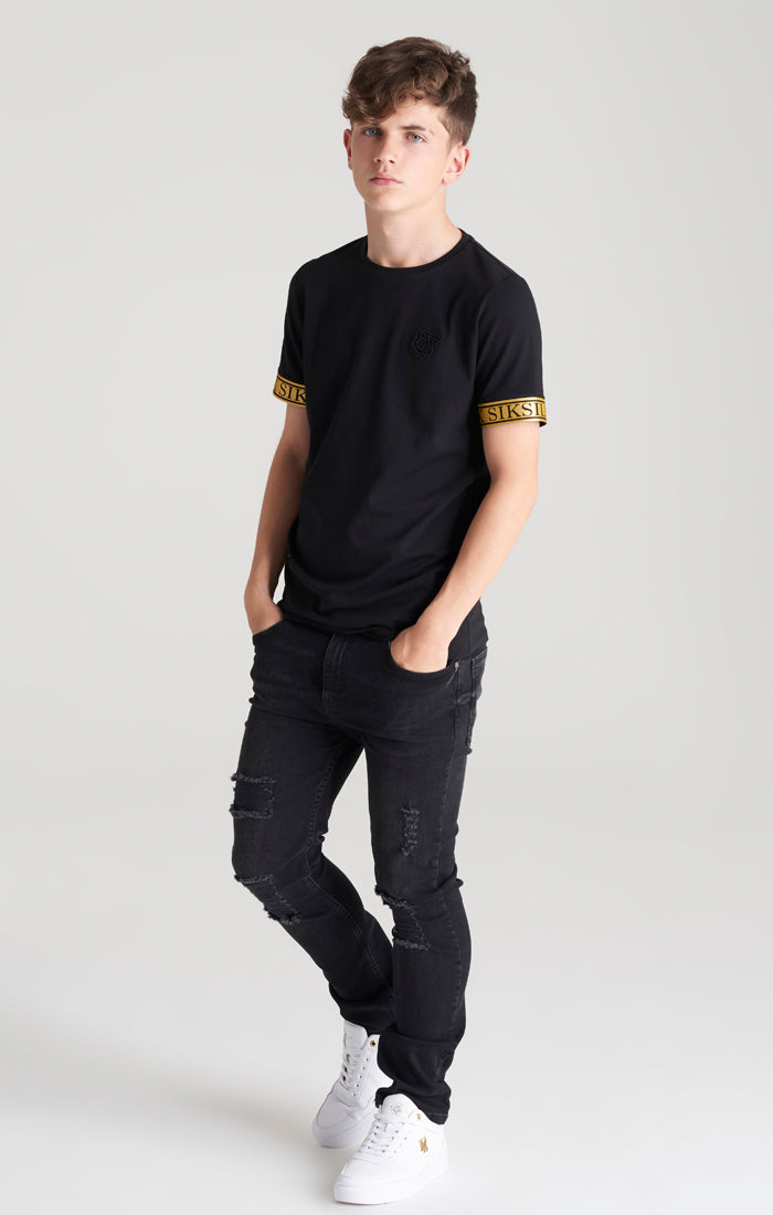 Load image into Gallery viewer, Boys Black Iridescent Taped T-Shirt (3)
