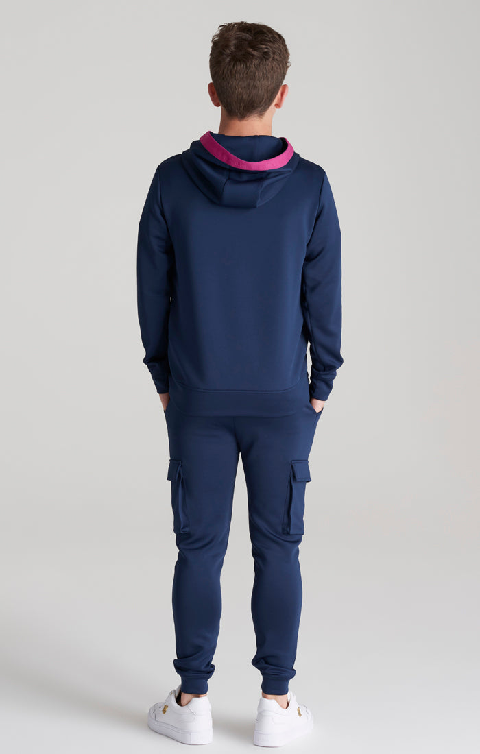 Load image into Gallery viewer, Boys Navy Taped Overhead Hoodie (5)