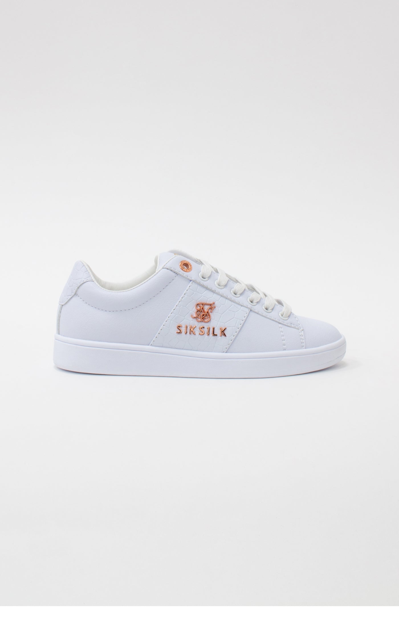 Load image into Gallery viewer, White Juniors Low-Top Classic Trainer With Metal Logo