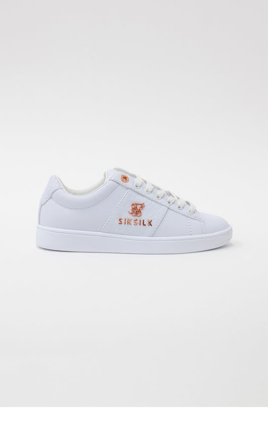 White Juniors Low-Top Classic Trainer With Metal Logo