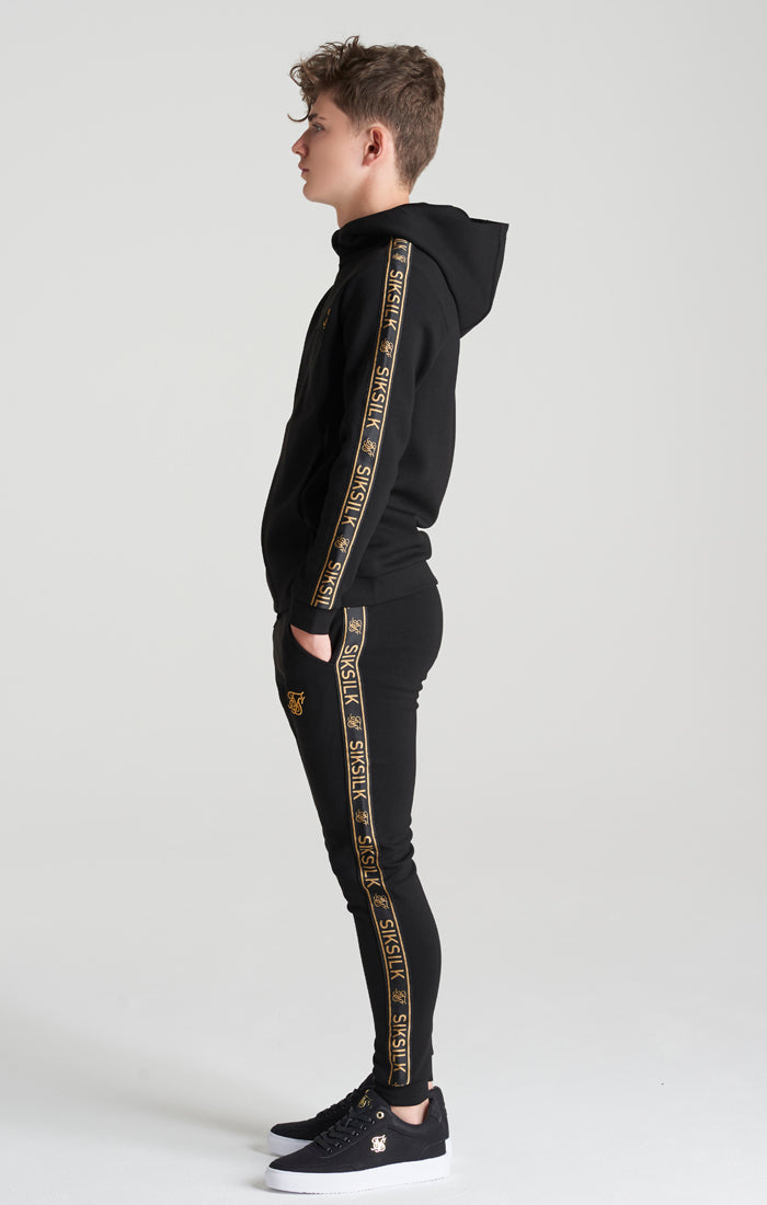 Load image into Gallery viewer, Boys Black Poly Taped Tracksuit (2)