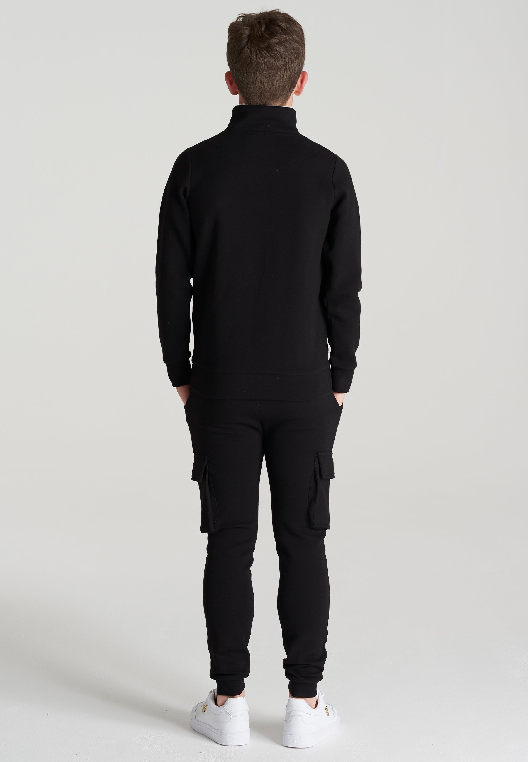 Load image into Gallery viewer, Boys Black Borg 1/4 Funnel Neck Hoodie (4)