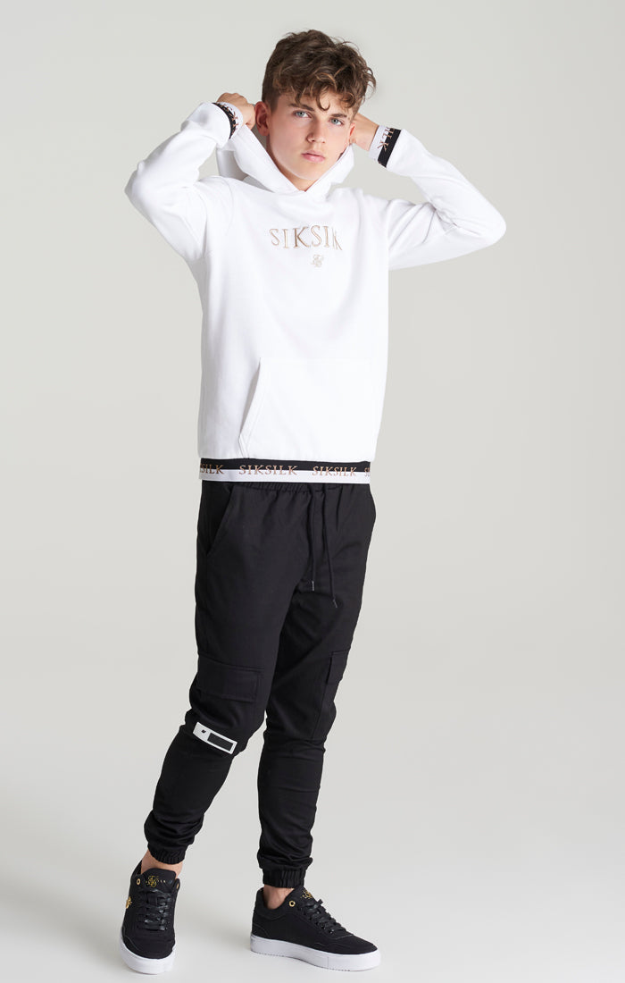 Load image into Gallery viewer, Boys White Taped Overhead Hoodie (3)