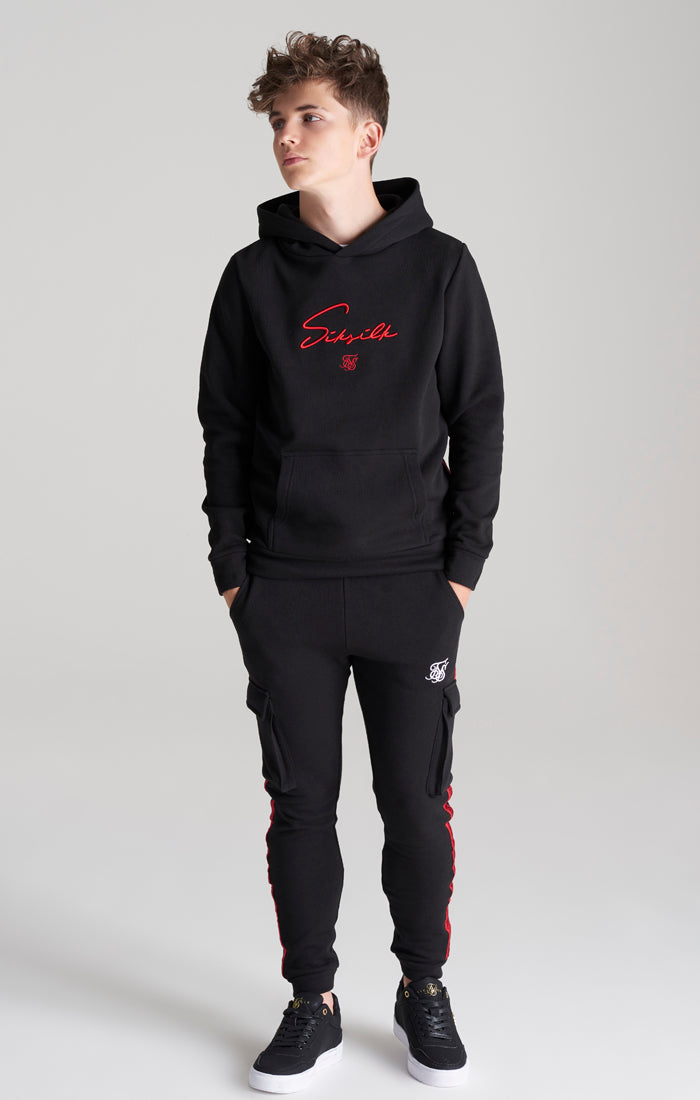 Load image into Gallery viewer, Boys Black Taped Overhead Hoodie (4)