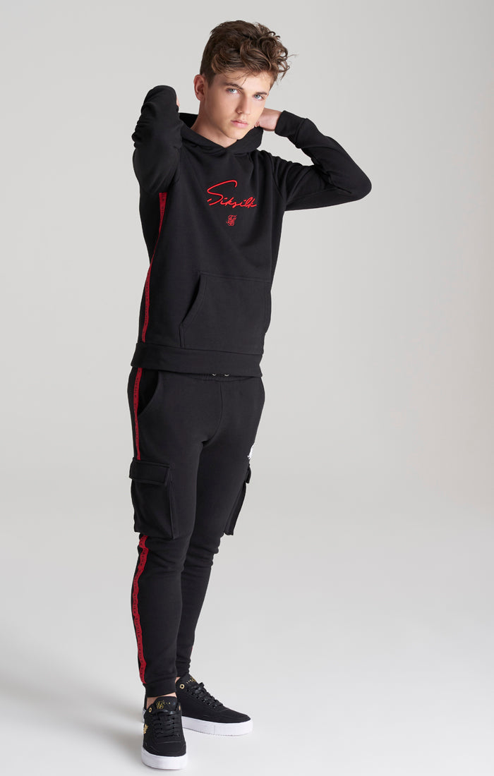 Load image into Gallery viewer, Boys Black Taped Overhead Hoodie (5)