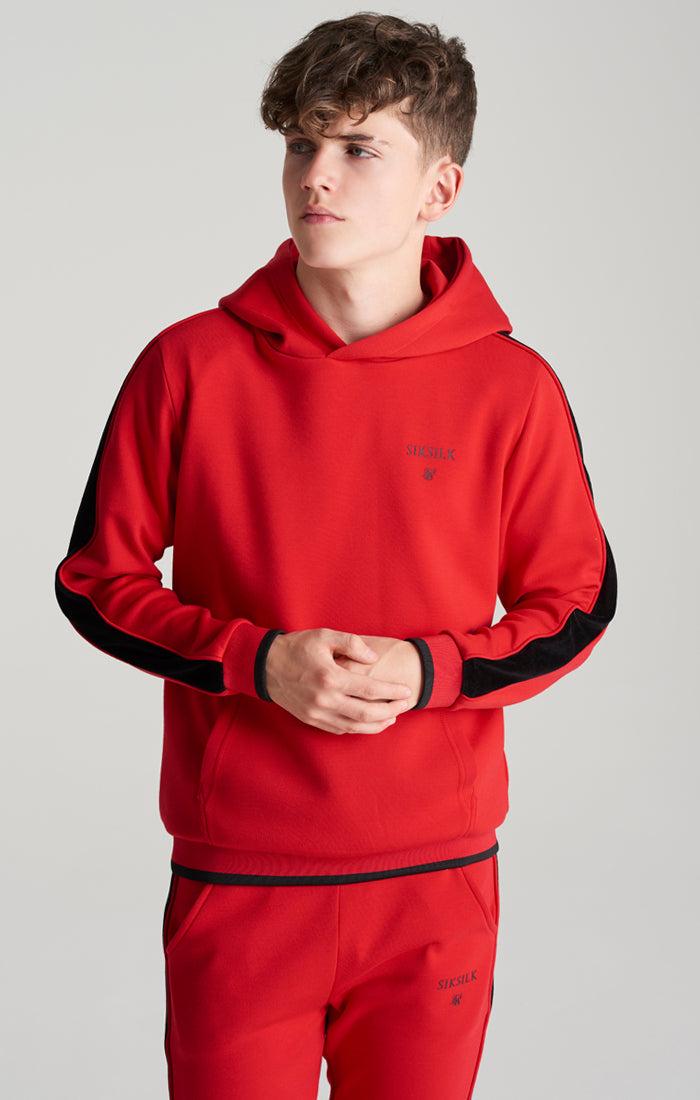 Load image into Gallery viewer, Boys Red Panelled Overhead Hoodie