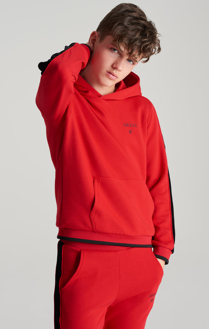 Load image into Gallery viewer, Boys Red Panelled Overhead Hoodie (2)