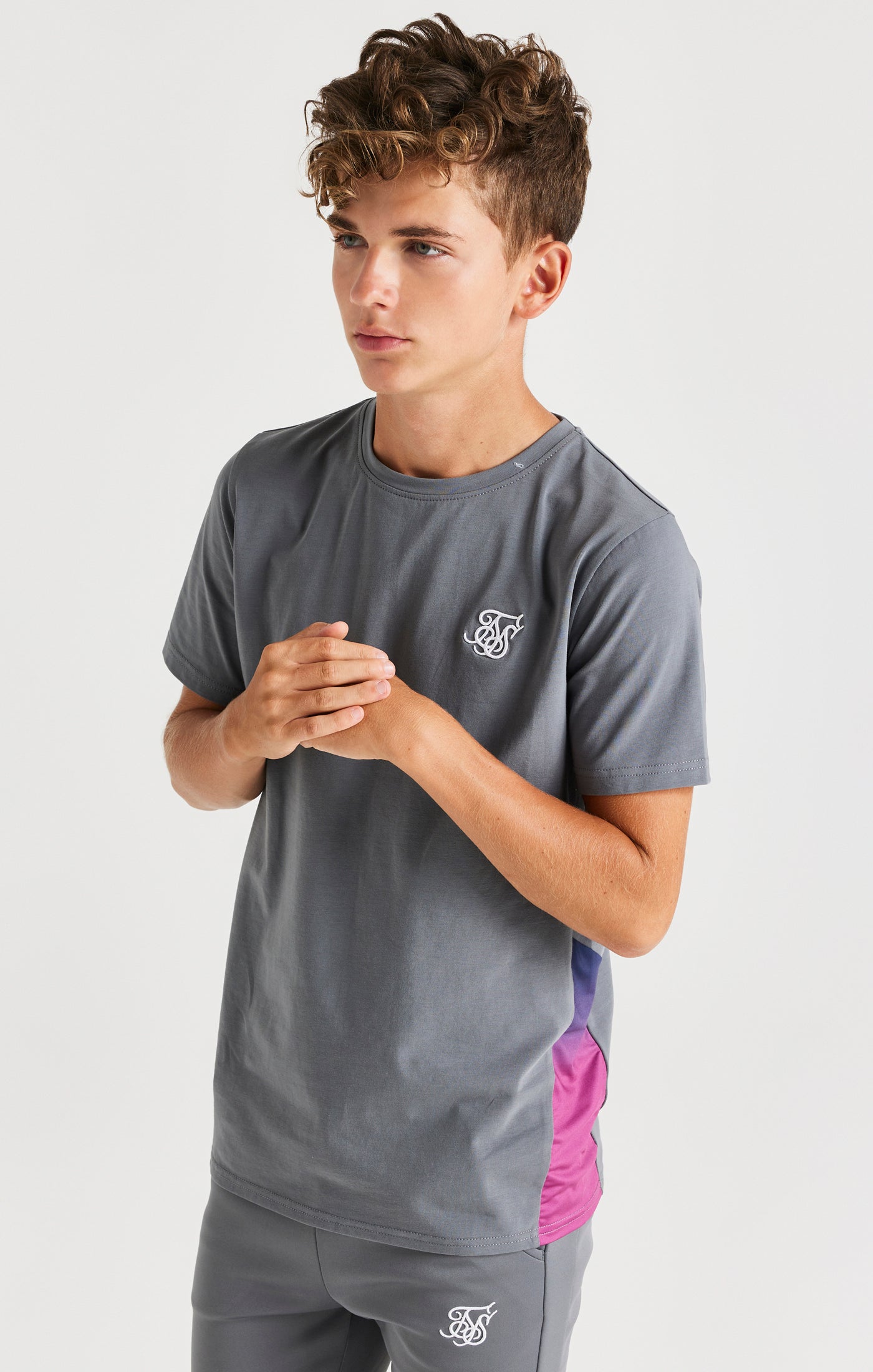 Load image into Gallery viewer, Boys Grey Fade Side Panel T-Shirt