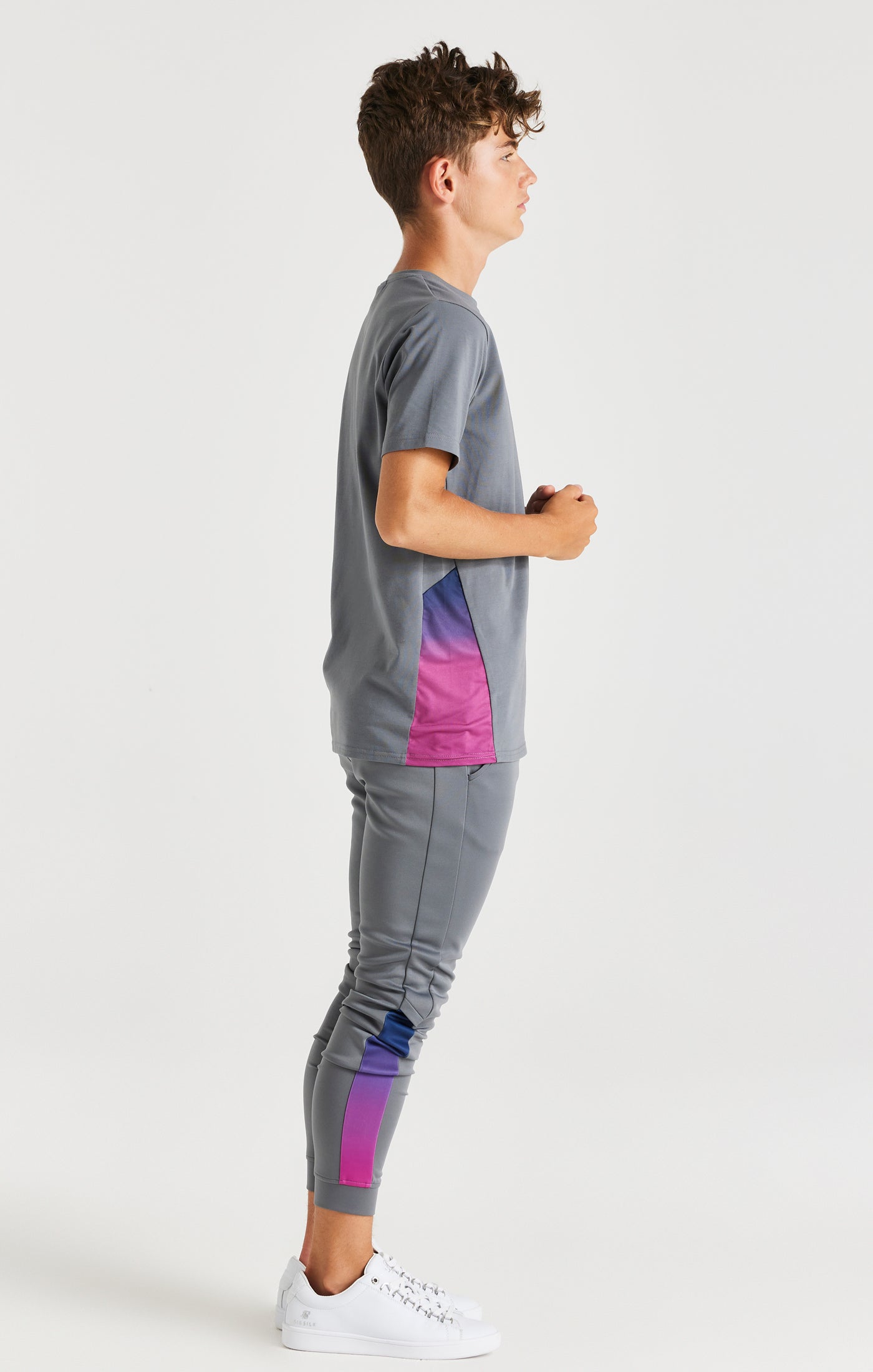 Load image into Gallery viewer, Boys Grey Fade Side Panel T-Shirt (5)