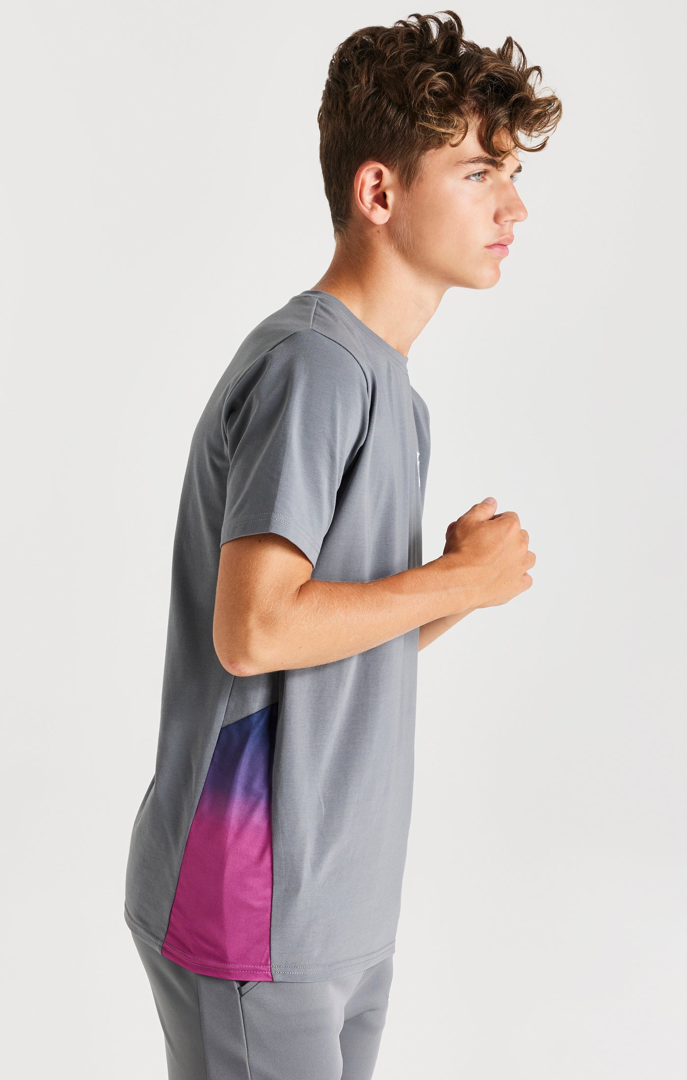 Load image into Gallery viewer, Boys Grey Fade Side Panel T-Shirt (6)