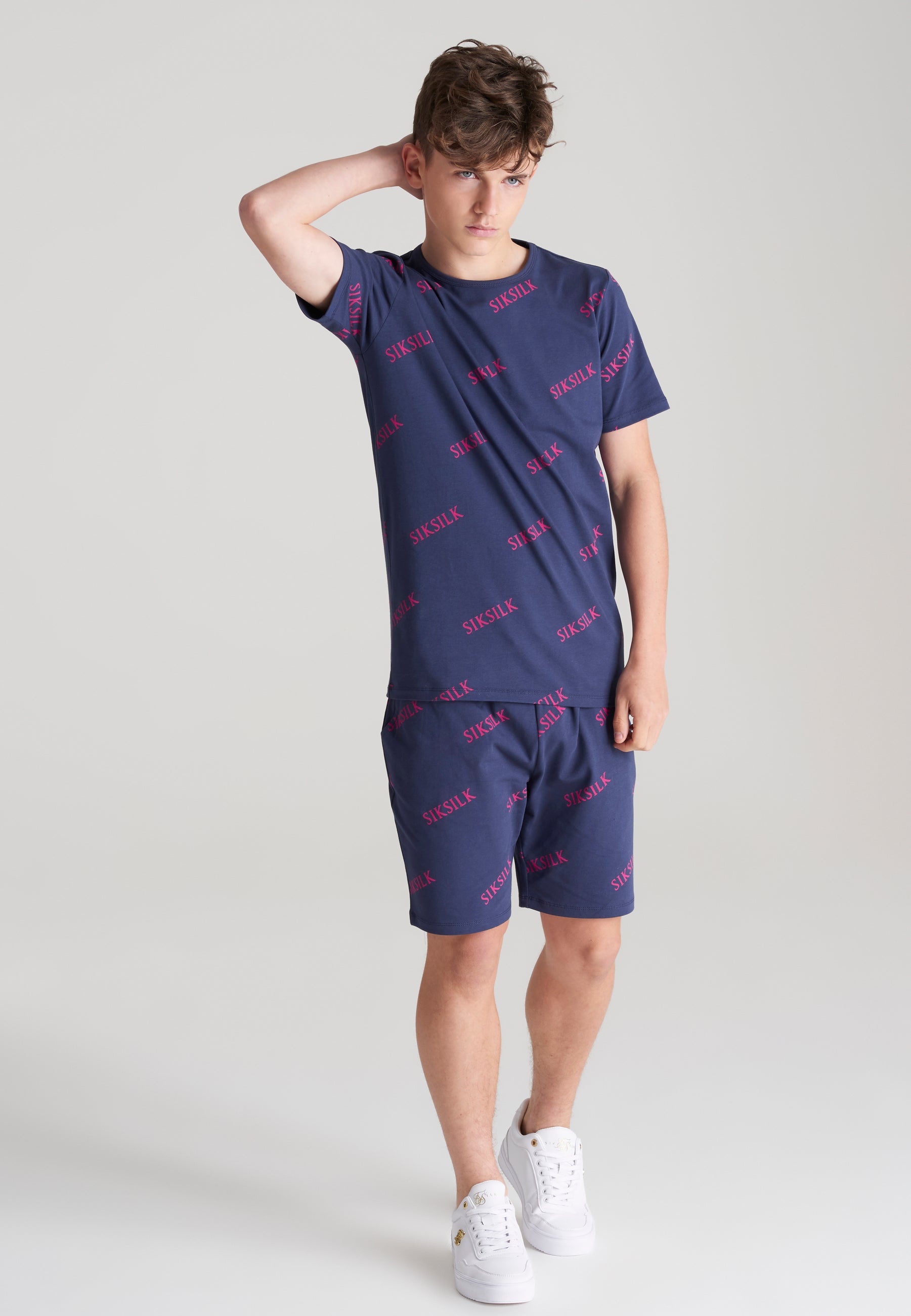 Load image into Gallery viewer, Boys Navy Monogram Printed T-Shirt (3)